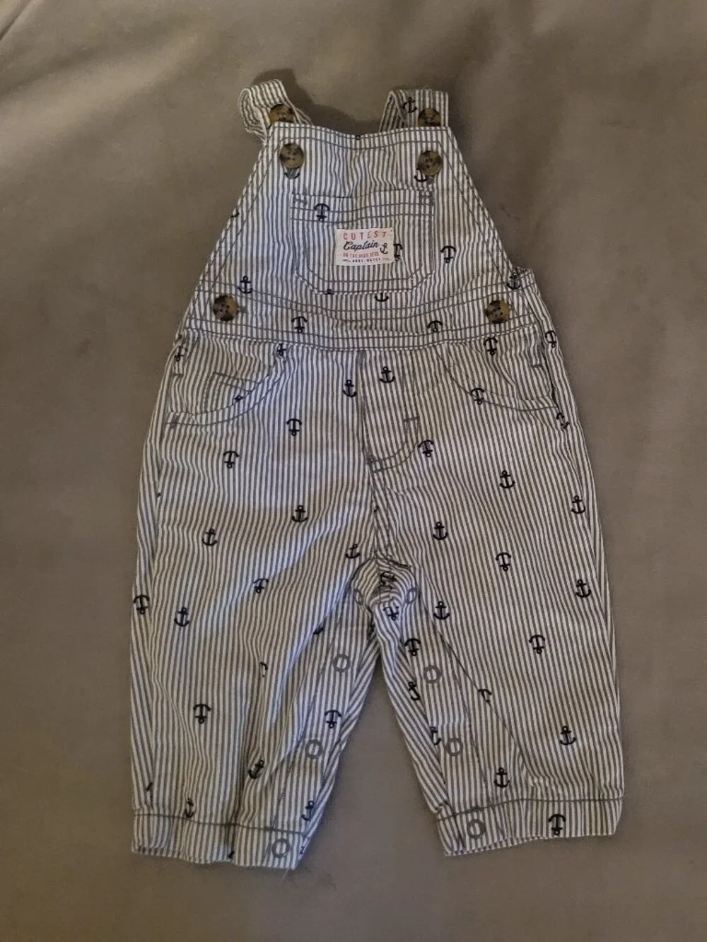 Carter’s Just One You Boys 3 Month Sea Anchor Captain Striped Overalls Cotton